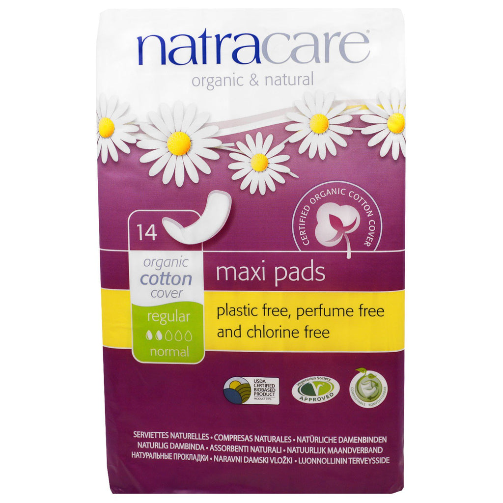 Natracare, Maxi Pads, Regular/Normal, 14 Regular Pads