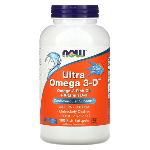 Now Foods, Ultra Omega 3-D, 180 Fish Softgels