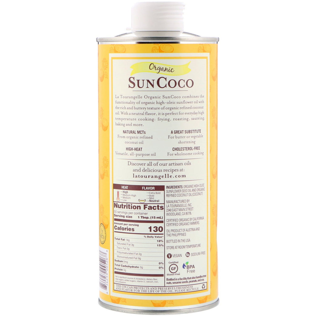 La Tourangelle,  SunCoco, Sunflower Oil & Coconut Oil Blend, 25.4 fl oz (750 ml)