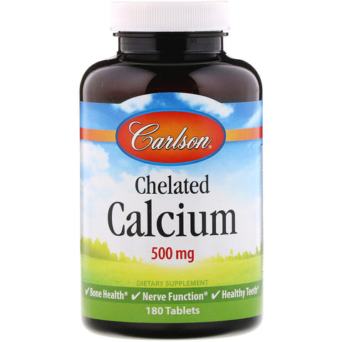 Carlson Labs, Chelated Calcium, 500 mg, 180 Tablets