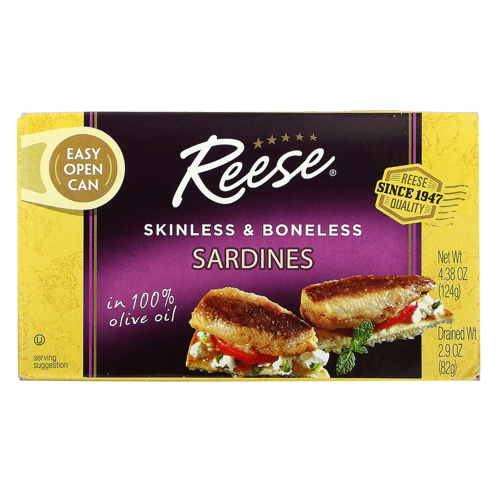 Reese, Skinless & Boneless Sardines in 100% Olive Oil, 4.38 oz (124 g)