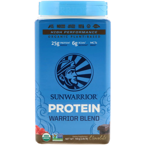 Sunwarrior, Warrior Blend Protein, Organic Plant-Based, Chocolate, 1.65 lb (750 g)