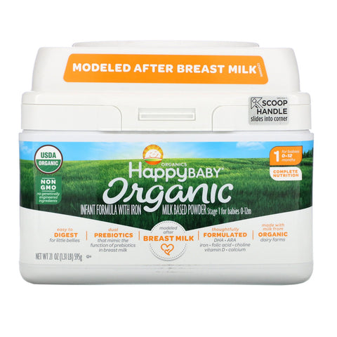 Happy Family Organics, Organics Happy Baby, Infant Formula With Iron, Stage 1, Birth to 12 Months, 21 oz (595 g)