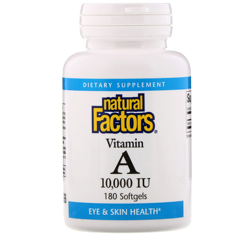 Natural Factors, Vitamin A, 10,000 IU, 180 Softgels