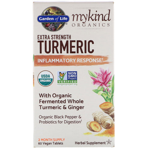 Garden of Life, MyKind Organics, Extra Strength Turmeric, Inflammatory Response, 60 Vegan Tablets