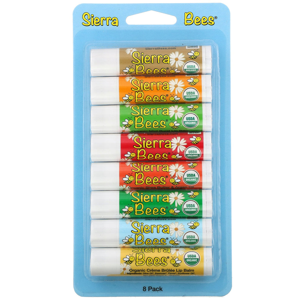 Sierra Bees,  Lip Balms Combo Pack, 8 Pack, .15 oz (4.25 g) Each
