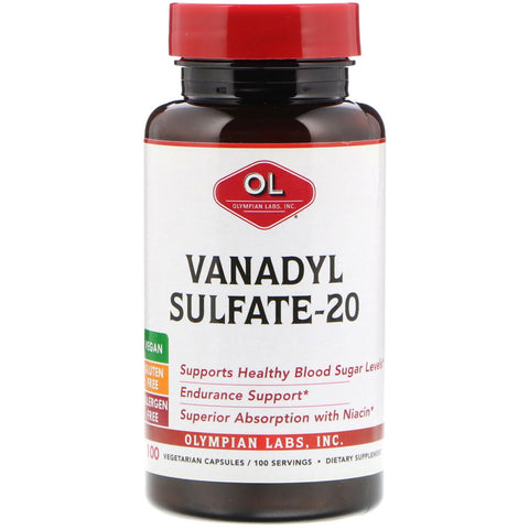 Olympian Labs, Vanadyl Sulfate-20, 100 Vegetarian Capsules