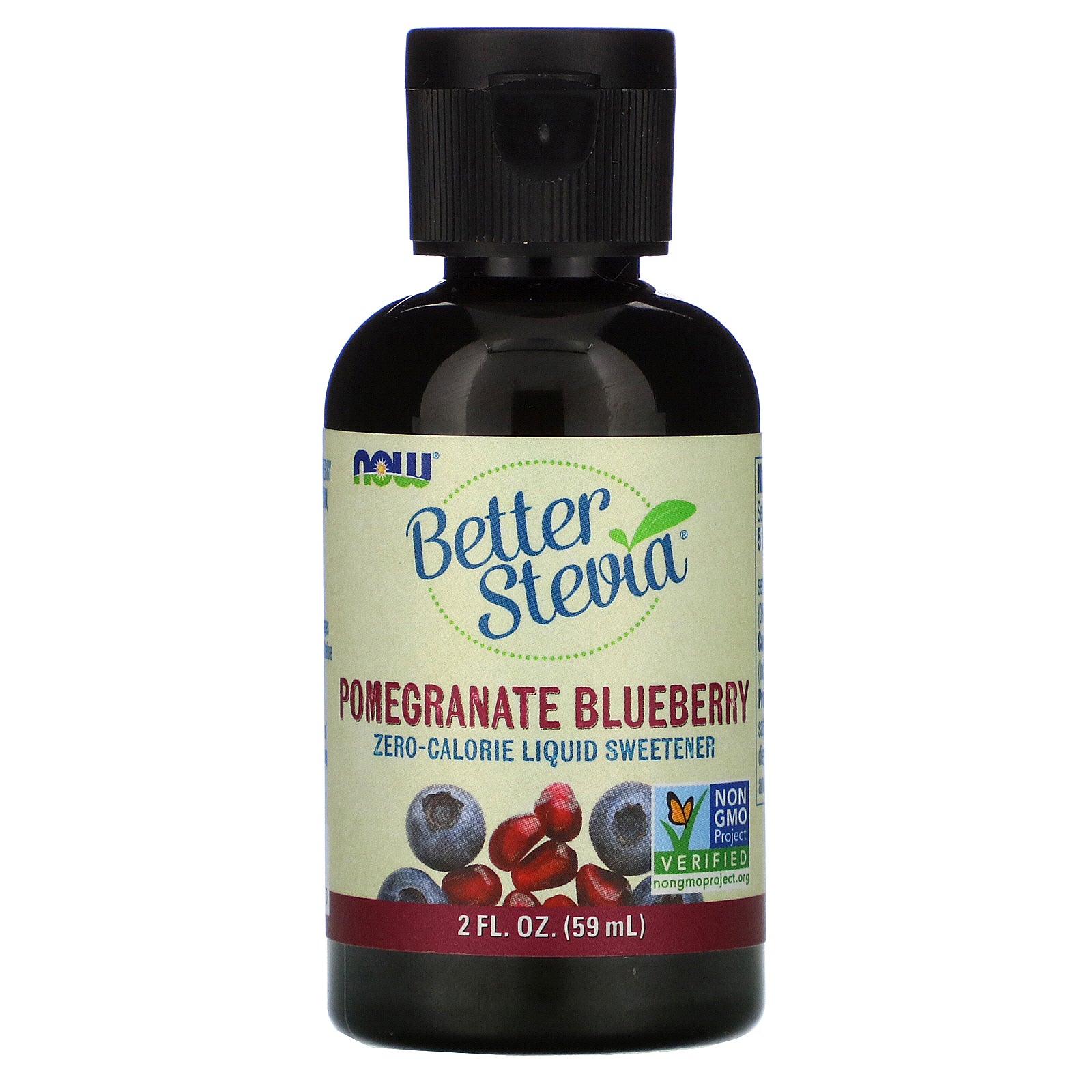 Now Foods, Better Stevia, Zero-Calorie Liquid Sweetener, Pomegranate Blueberry, 2 fl oz (59 ml)