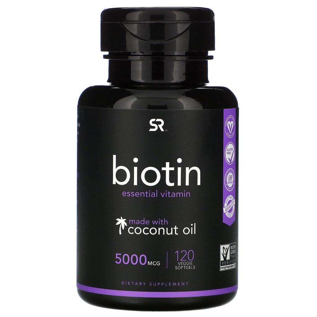 Sports Research, Biotin with Coconut Oil, 5,000 mcg, 120 Veggie Softgels