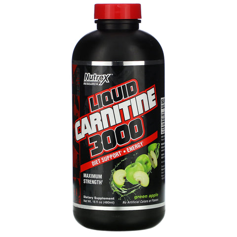 Nutrex Research, Black Series, Liquid Carnitine 3000, Green Apple, 16 fl oz (480 ml)