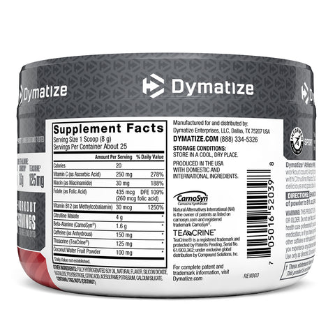 Dymatize Nutrition, Athlete's Pre, Pre-Workout, Fruit Punch, 7.05 oz (200 g)