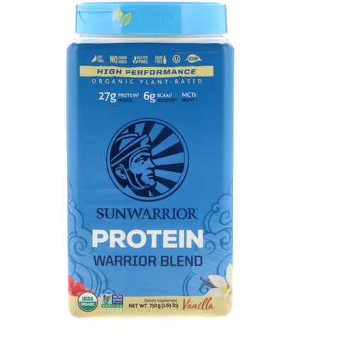 Sunwarrior, Warrior Blend Protein, Organic Plant-Based, Vanilla, 1.65 lb (750 g)