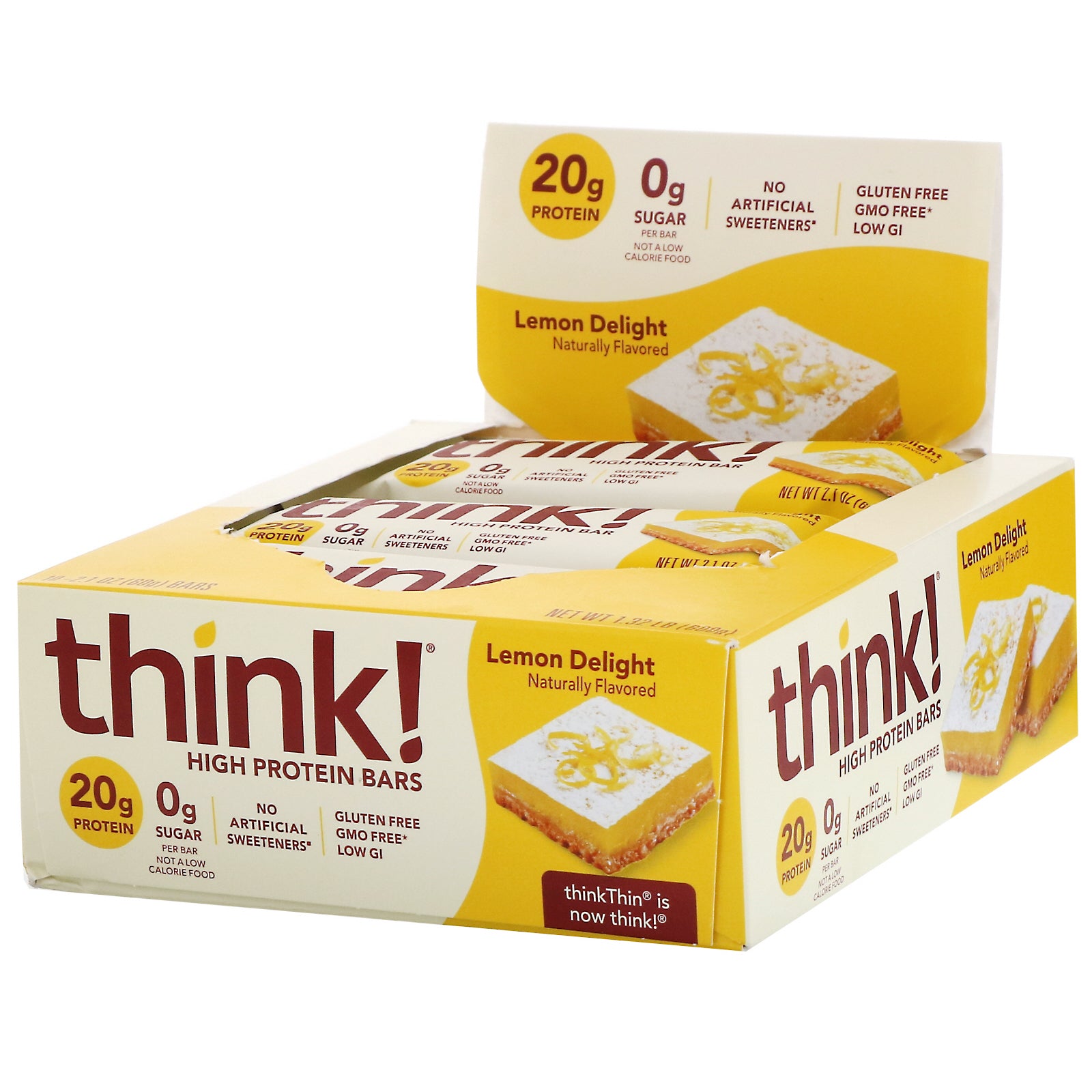 ThinkThin, High Protein Bars, Lemon Delight, 10 Bars, 2.1 oz (60 g) Each