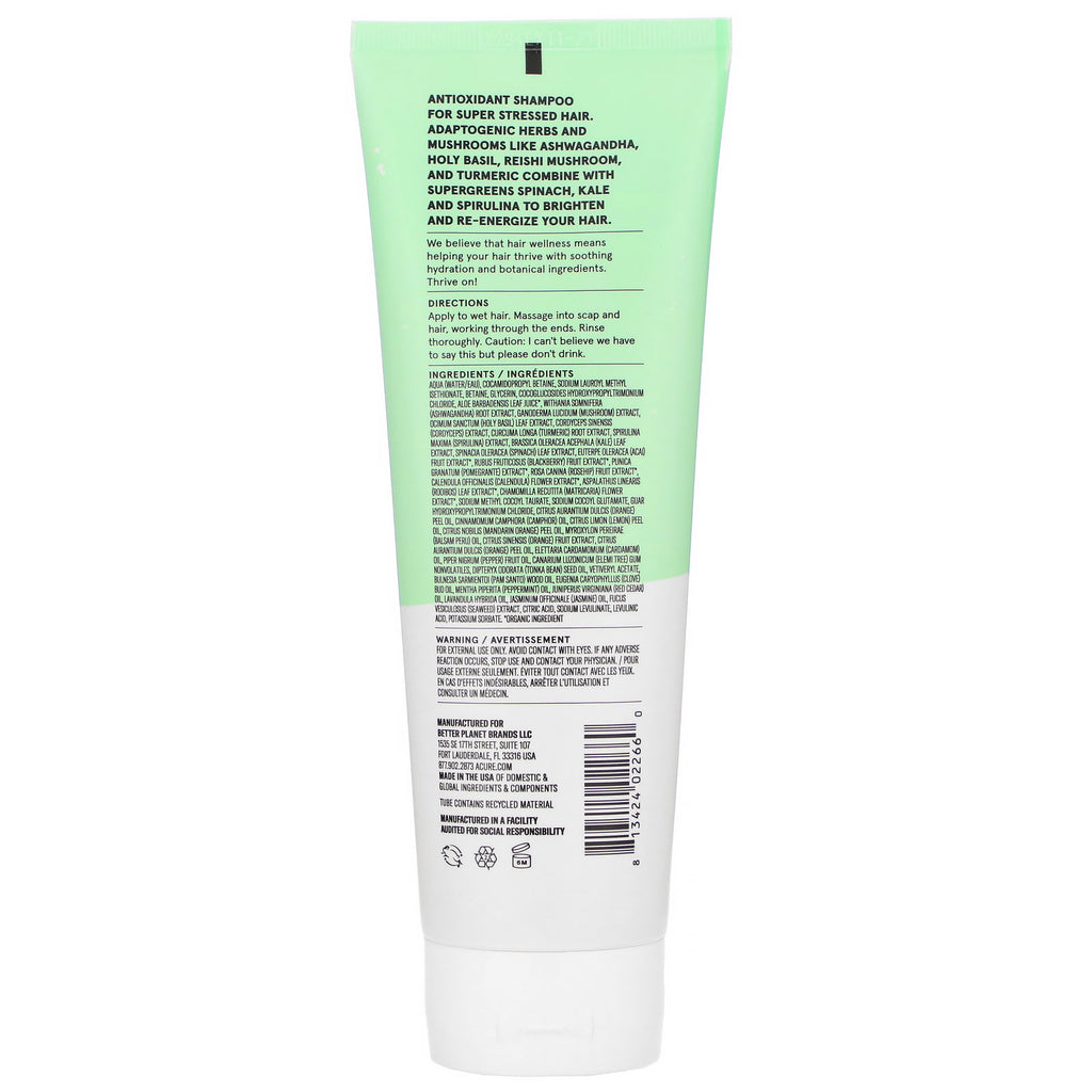 Acure, Juice Cleanse Supergreens & Adaptogens Shampoo, 8 fl oz (236.5 ml)