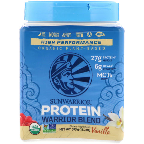 Sunwarrior, Warrior Blend Protein, Organic Plant-Based, Vanilla, 13.2 oz (375 g)