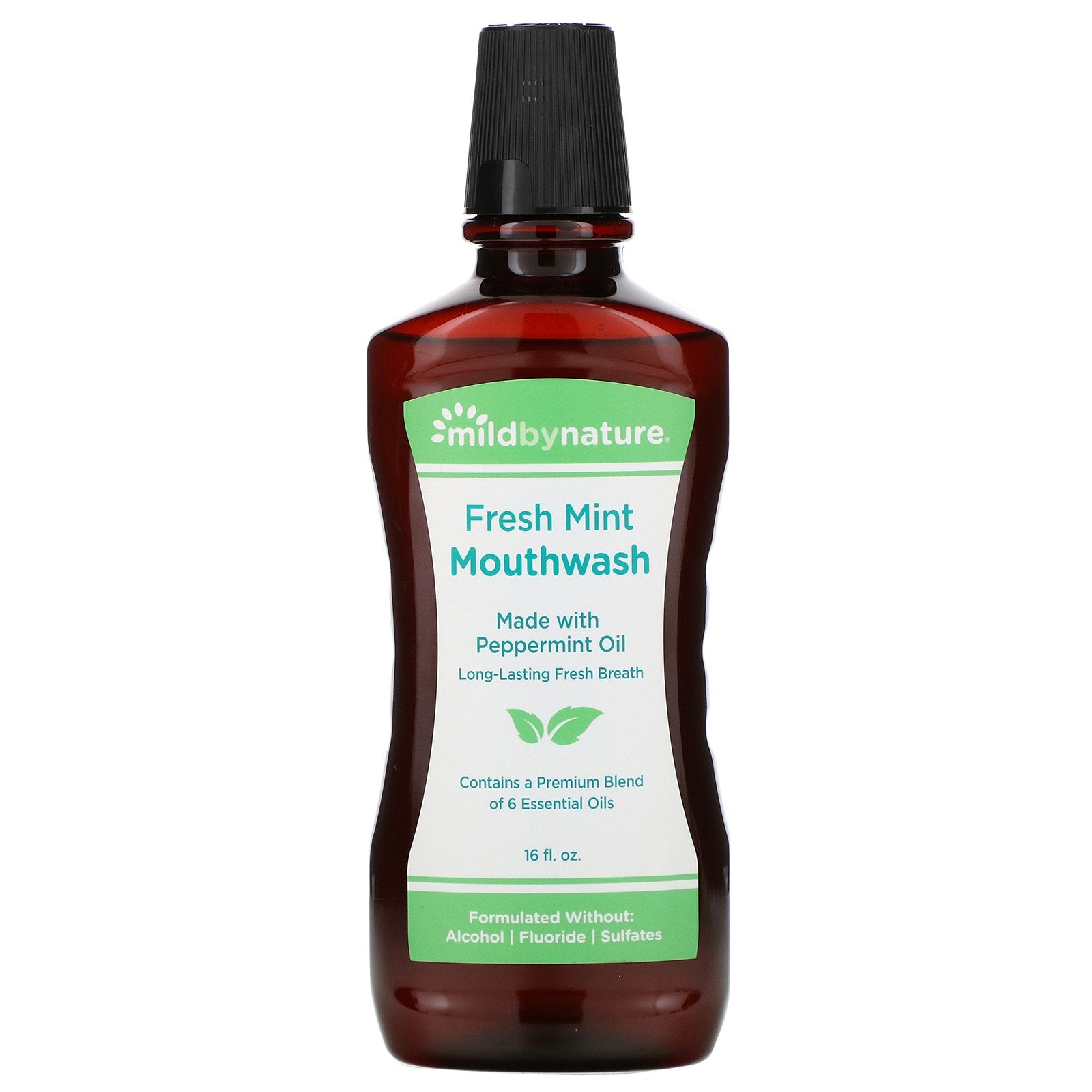 Mild By Nature, Mouthwash, Made with Peppermint Oil, Long-Lasting Fresh Breath, Fresh Mint, 16 fl oz