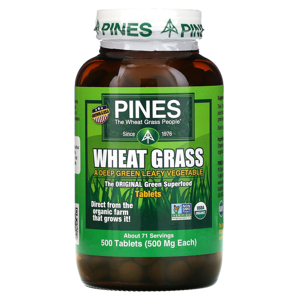 Pines International, Wheat Grass, 500 mg, 500 Tablets