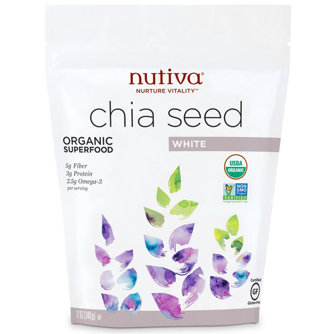 Nutiva, Organic Chia Seed, White, 12 oz (340 g)