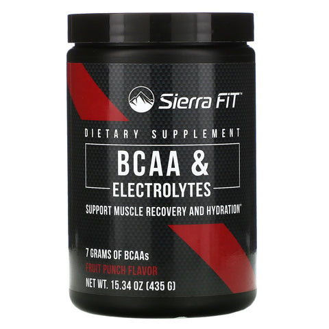 Sierra Fit, BCAA & Electrolytes, 7G BCAAs, Fruit Punch, 15.34 oz (435 g)