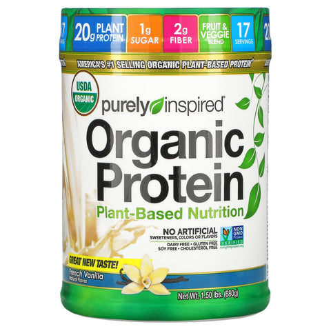Purely Inspired, Organic Protein, Plant-Based Nutrition, French Vanilla, 1.50 lbs (680 g)