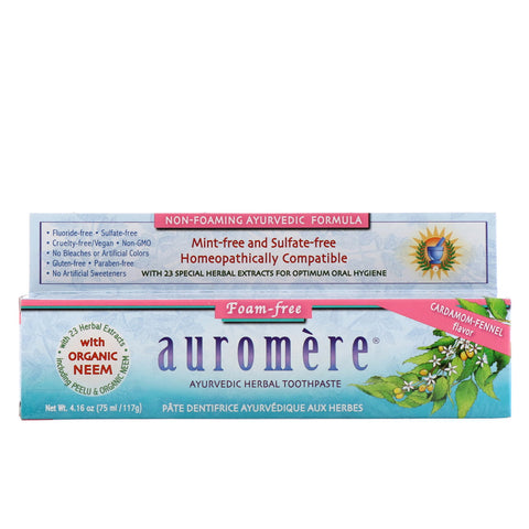 Auromere, Ayurvedic Herbal Toothpaste, Foam-Free, Cardamom-Fennel Flavor, 4.16 oz (117 g)