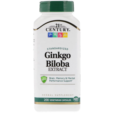 21st Century, Ginkgo Biloba Extract, Standardized, 200 Vegetarian Capsules