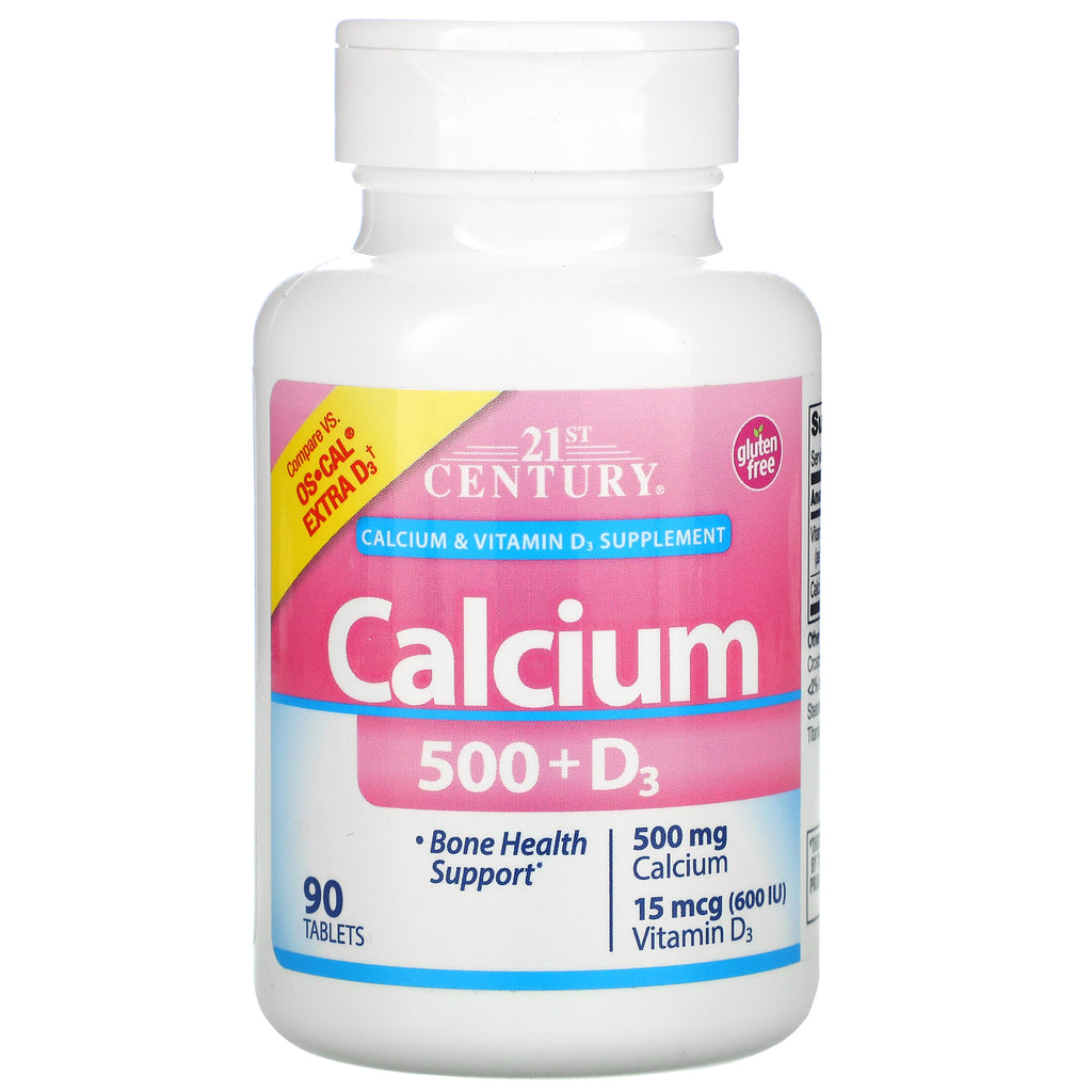 21st Century, Calcium 500 + D3, 90 Tablets