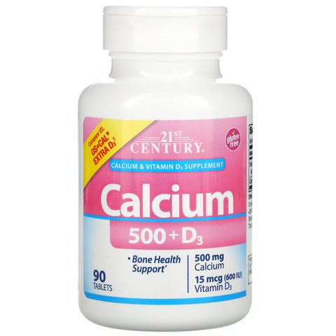 21st Century, Calcium 500 + D3, 90 Tablets