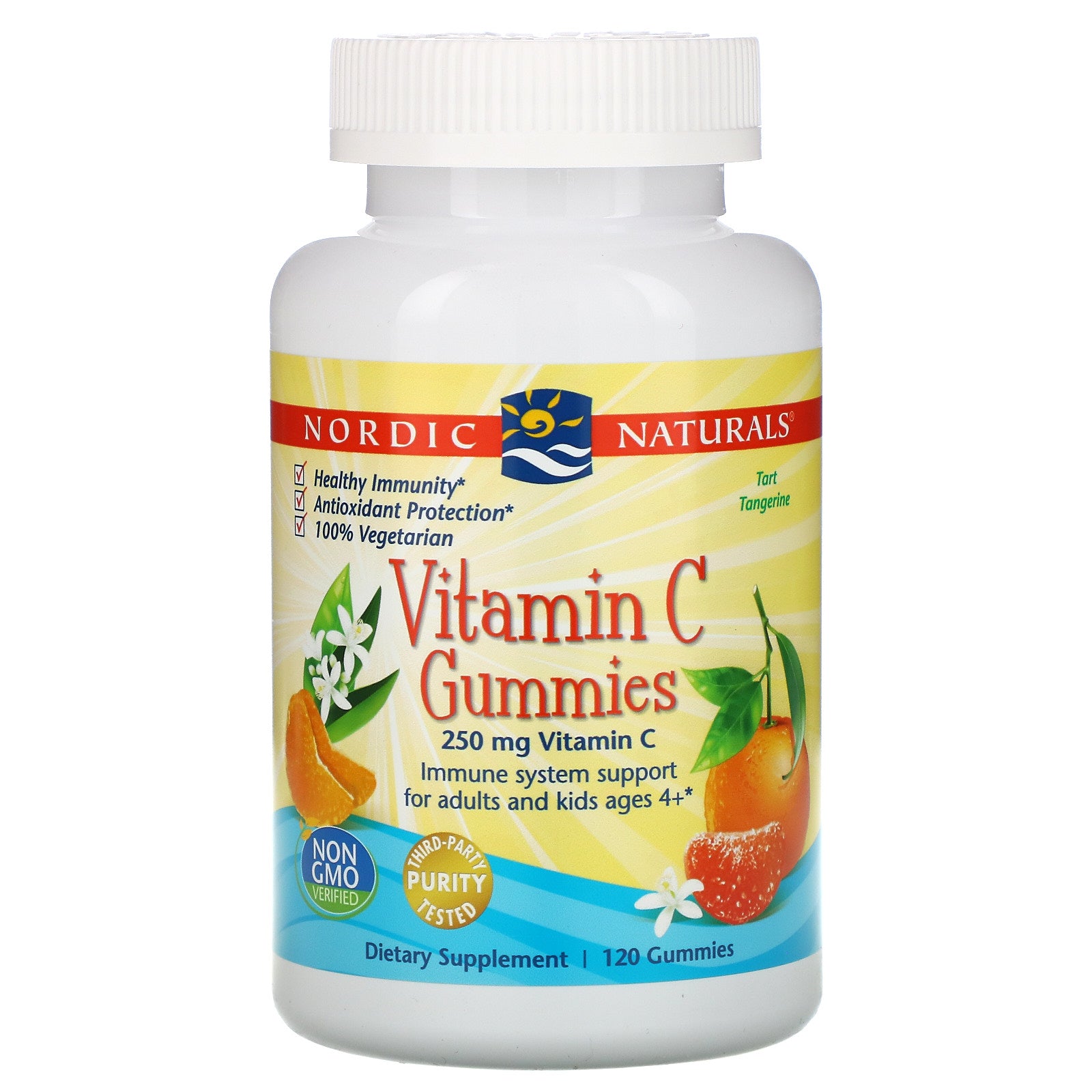 Nordic Naturals, Vitamin C Gummies, Tart Tangerine, 250 mg, 120 Gummies