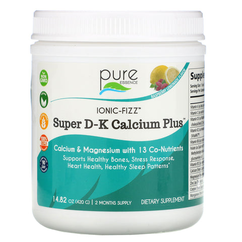 Pure Essence, Ionic-Fizz, Super D-K Calcium Plus, Raspberry Lemonade, 14.82 oz (420 g)