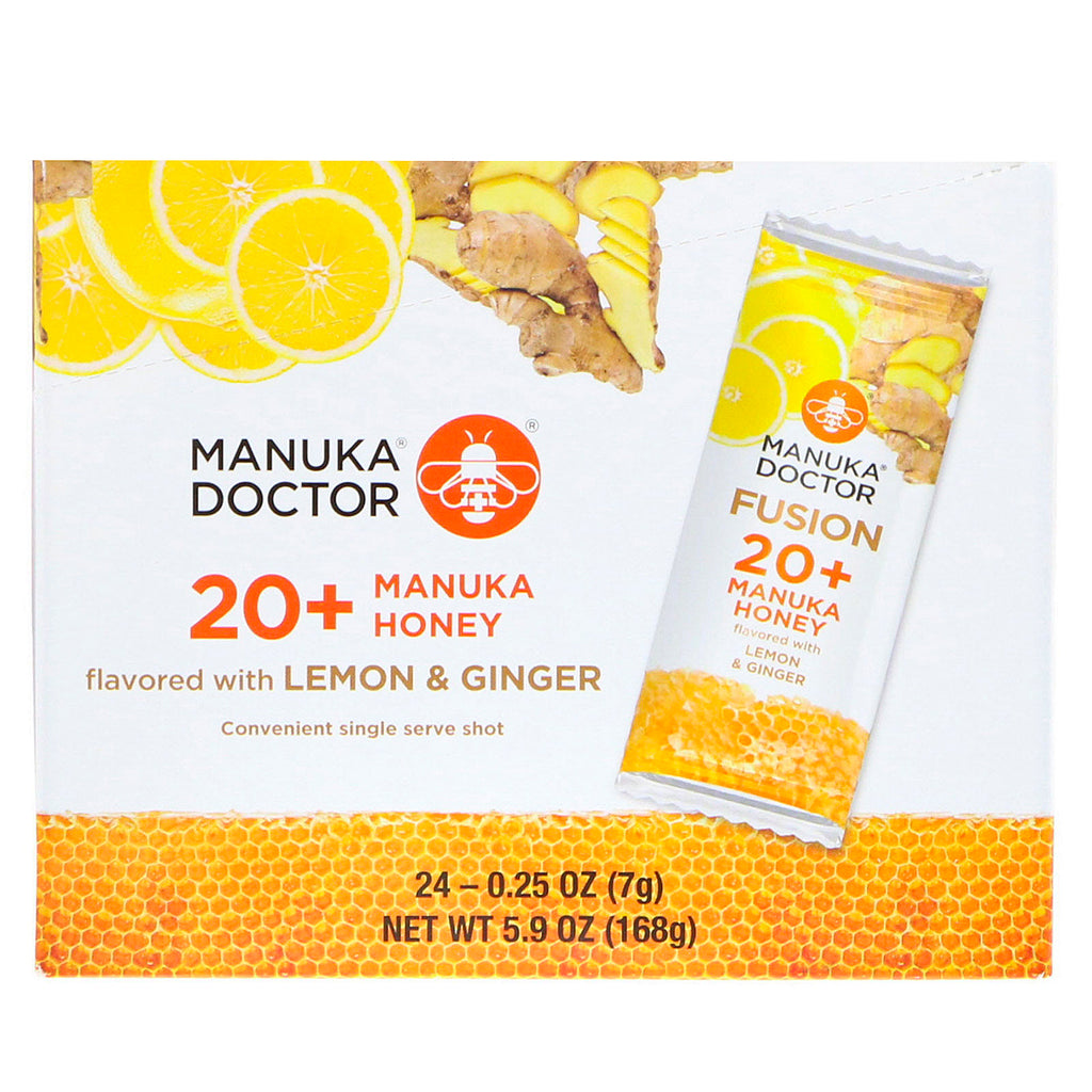 Manuka Doctor, Fusion 20+ Manuka Honey, Lemon & Ginger, 24 Sachets, 0.25 oz (7 g) Each