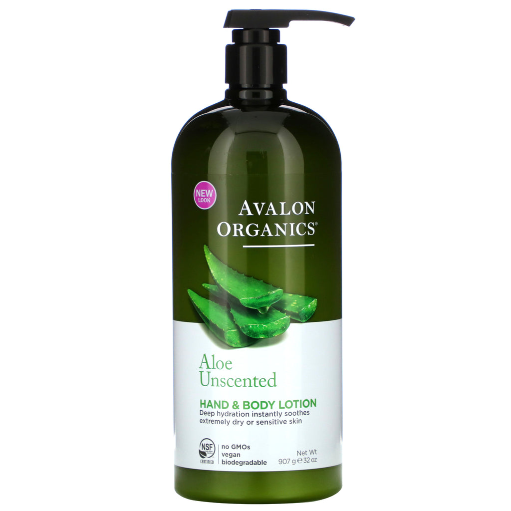 Avalon Organics, Hand & Body Lotion, Aloe Unscented, 32 oz (907 g)