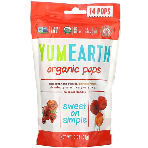 YumEarth, Organic Pops, Assorted Flavors, 14 Pops, 3 oz (85 g)
