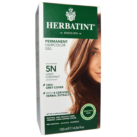 Herbatint, Permanent Haircolor Gel, 5N, Light Chestnut, 4.56 fl oz (135 ml)