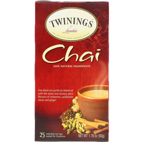 Twinings, Chai Tea, 25 Tea Bags, 1.76 oz (50 g)