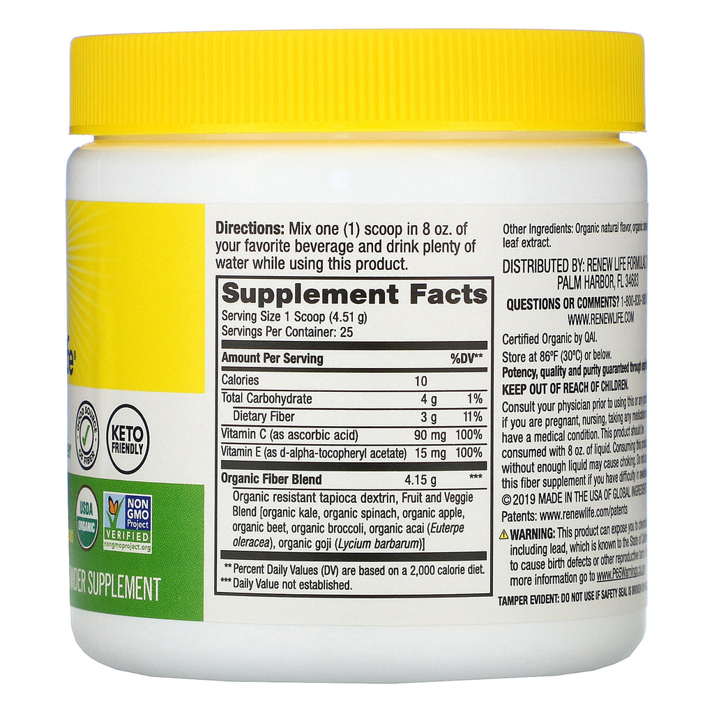 Renew Life, Superfood  Prebiotic Fiber, Refreshing Citrus, 3.98 oz (113 g)