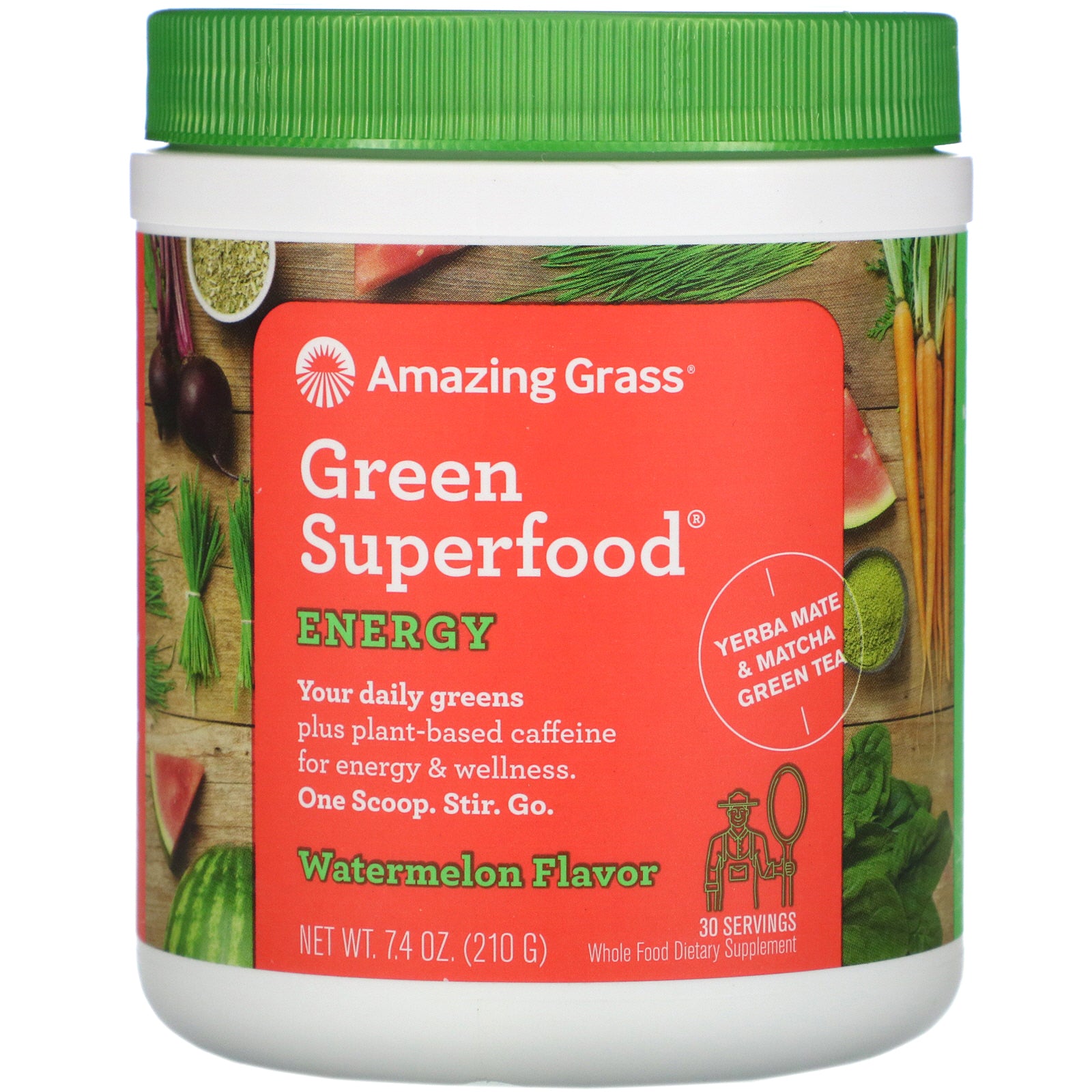 Amazing Grass, Green Superfood, Energy, Watermelon, 7.4 oz (210 g)