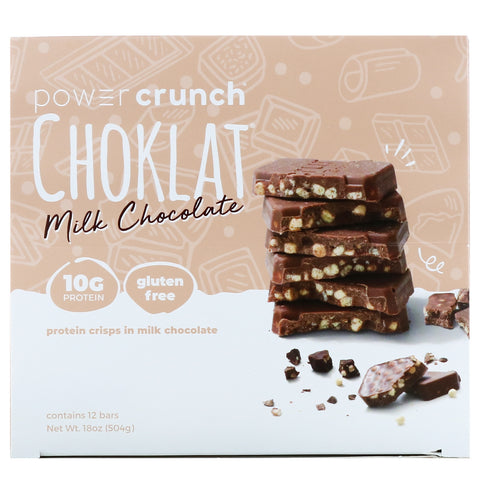 BNRG, Power Crunch Protein Energy Bar, Choklat, Milk Chocolate, 12 Bars, 1.5 oz (42 g) Each