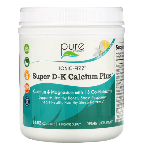 Pure Essence, Ionic-Fizz, Super D-K Calcium Plus, Orange Vanilla, 14.82 oz (420 g)