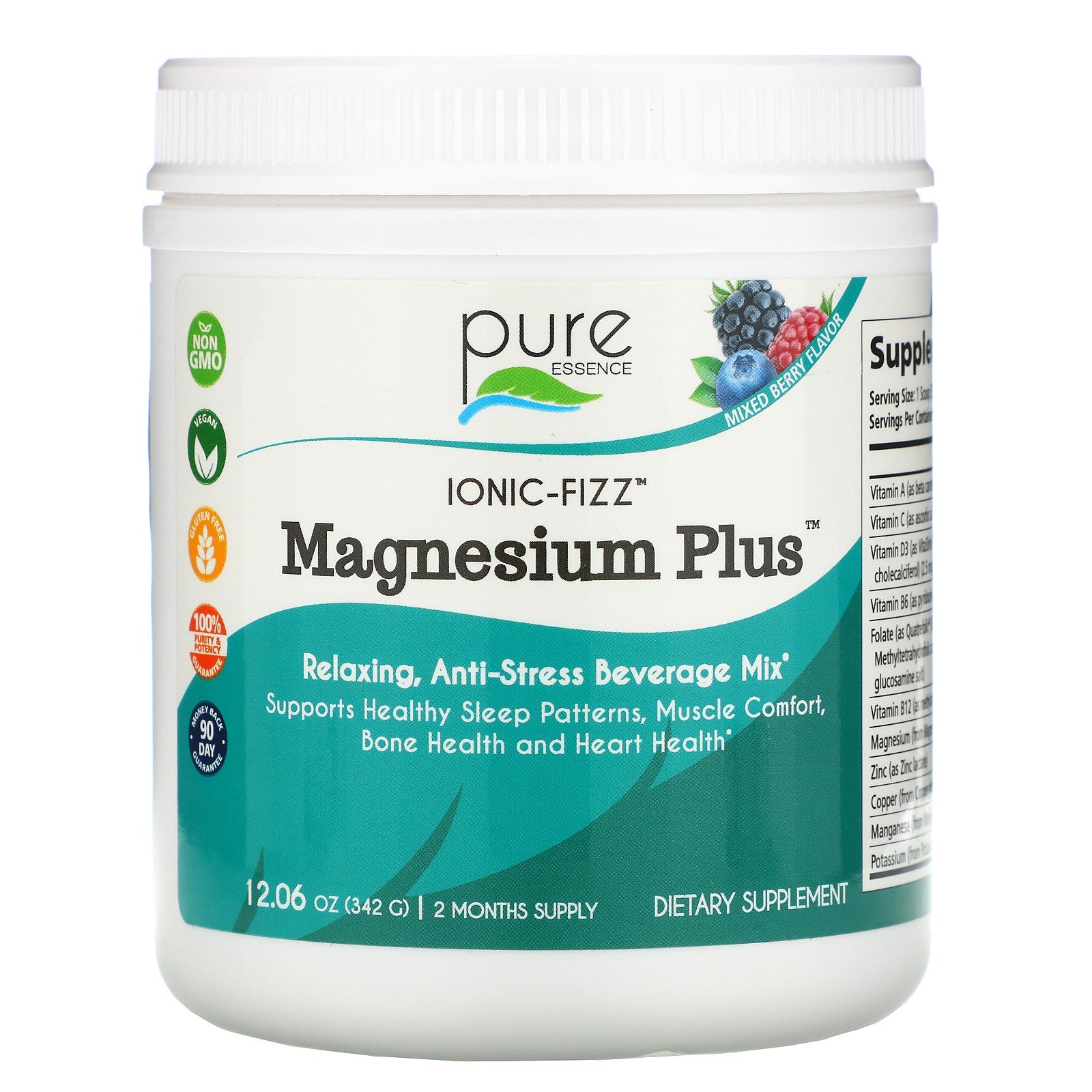 Pure Essence, Ionic-Fizz, Magnesium Plus, Mixed Berry, 12.06 oz (342 g)