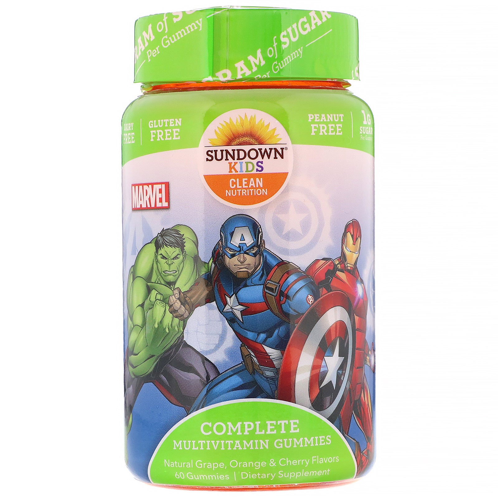 Sundown Naturals Kids, Complete Multivitamin Gummies, Marvel Avengers, Natural Grape, Orange & Cherry Flavors, 60 Gummies