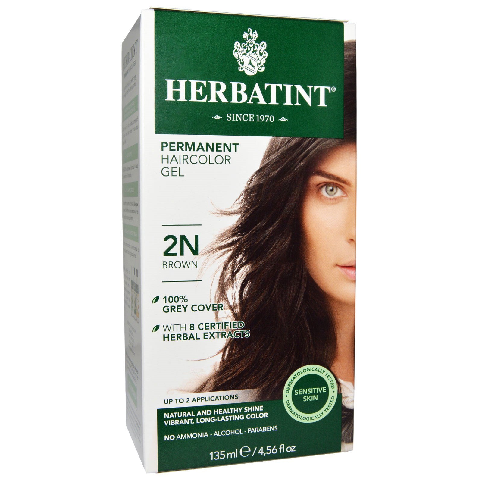 Herbatint, Permanent Haircolor Gel, 2N, Brown, 4.56 fl oz (135 ml)