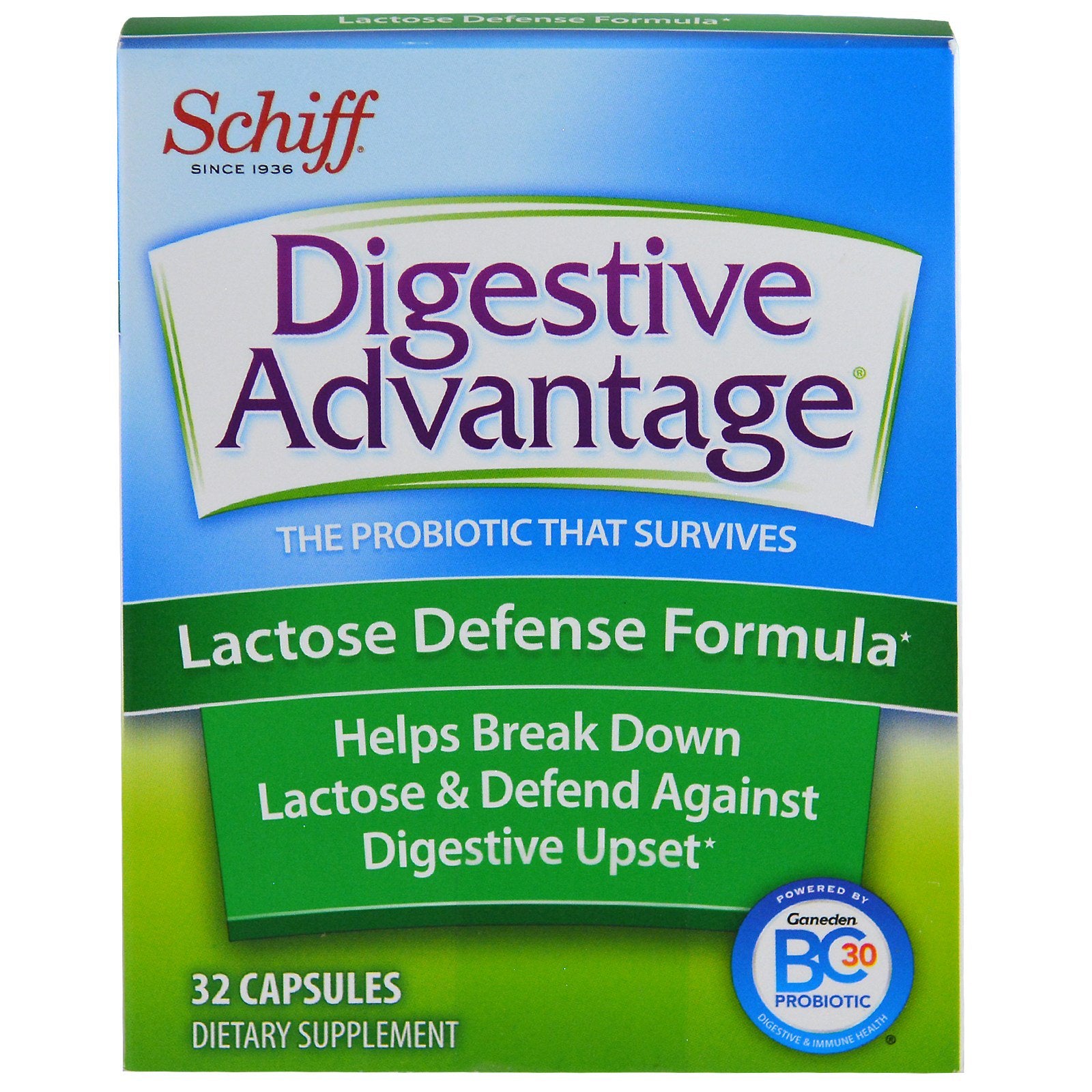 Schiff, Digestive Advantage, Lactose Defense Formula, 32 Capsules