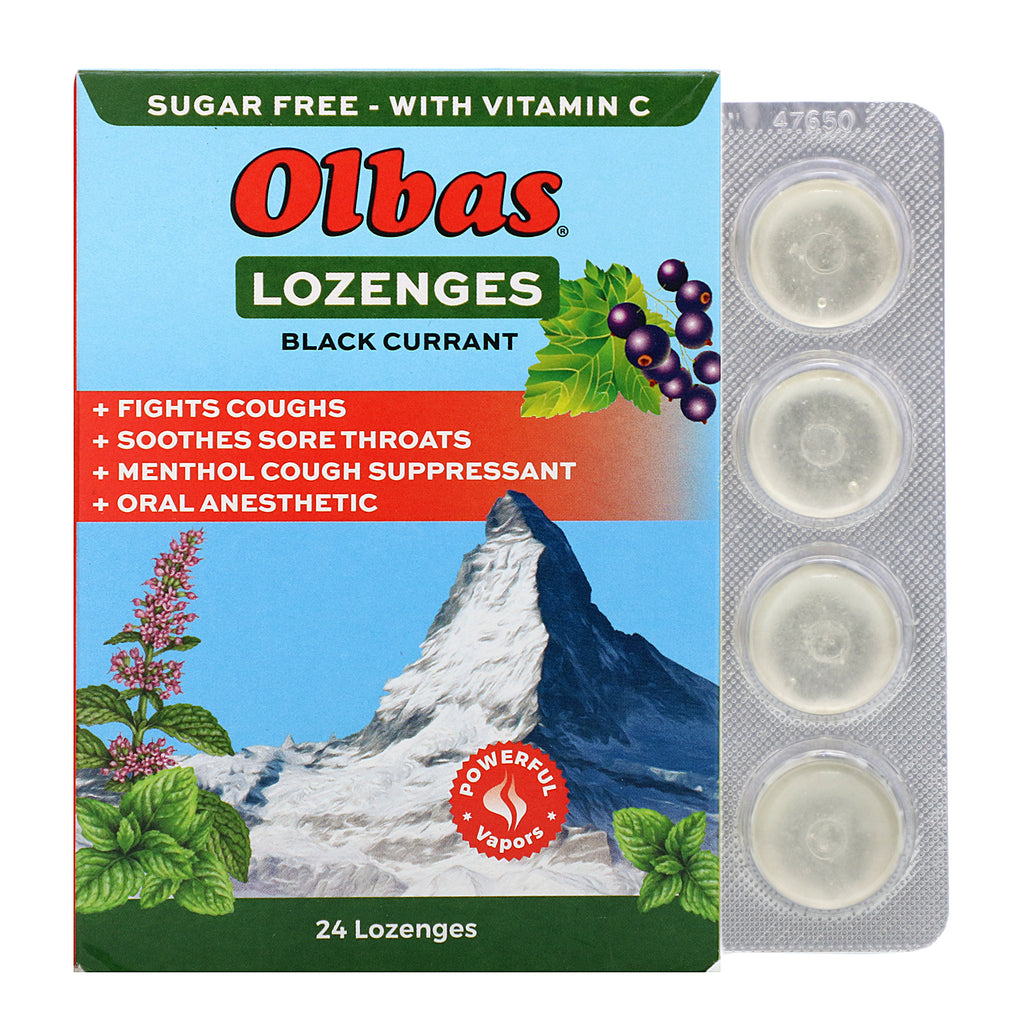 Olbas Therapeutic, Lozenges, Maximum Strength, Sugar Free, Black Currant, 24 Lozenges