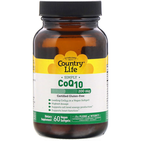 Country Life, Simply CoQ10, 200 mg, 60 Vegan Softgels