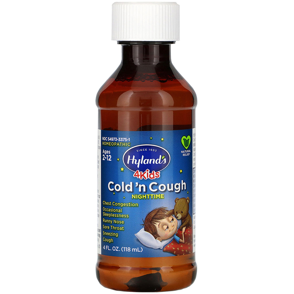 Hyland's, 4 Kids, Cold 'n Cough Nighttime, Ages 2-12,  4 fl oz (118 ml)