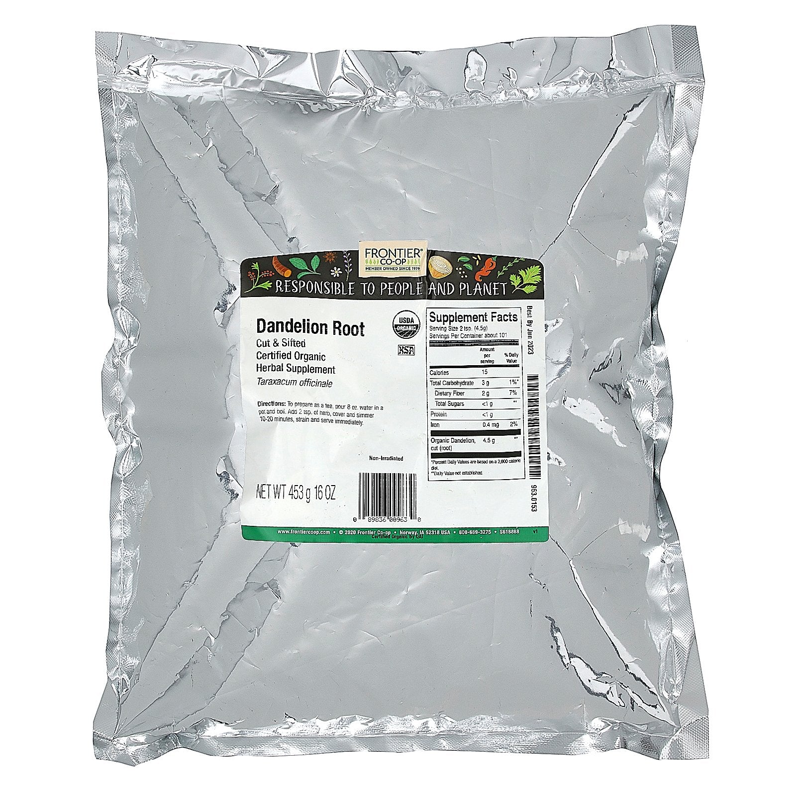 Frontier Natural Products, Cut & Sifted Dandelion Root, 16 oz (453 g)