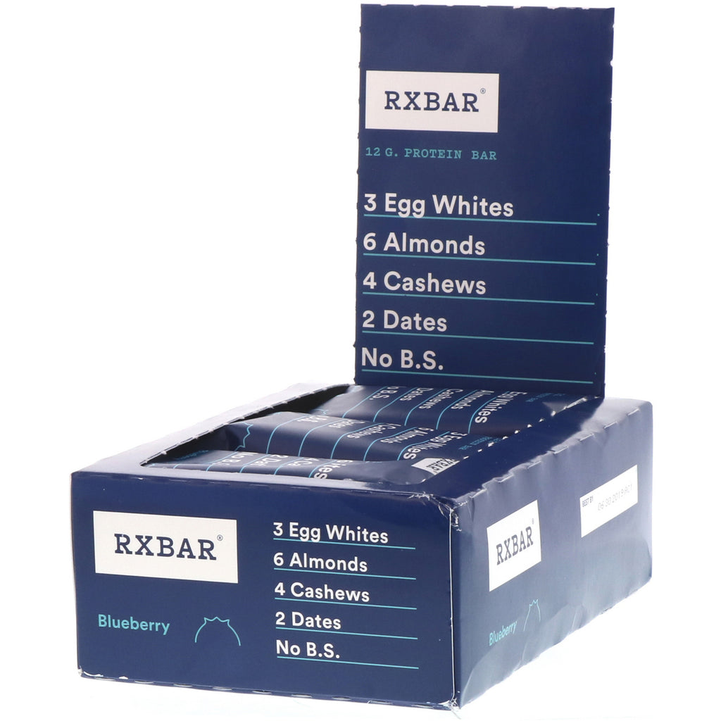 RXBAR, Protein Bar, Blueberry, 12 Bars, 1.83 oz (52 g) Each