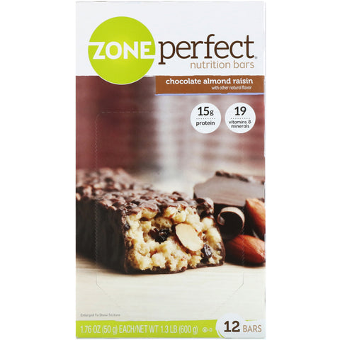 ZonePerfect, Nutrition Bars, Chocolate Almond Raisin, 12 Bars, 1.76 oz (50 g) Each