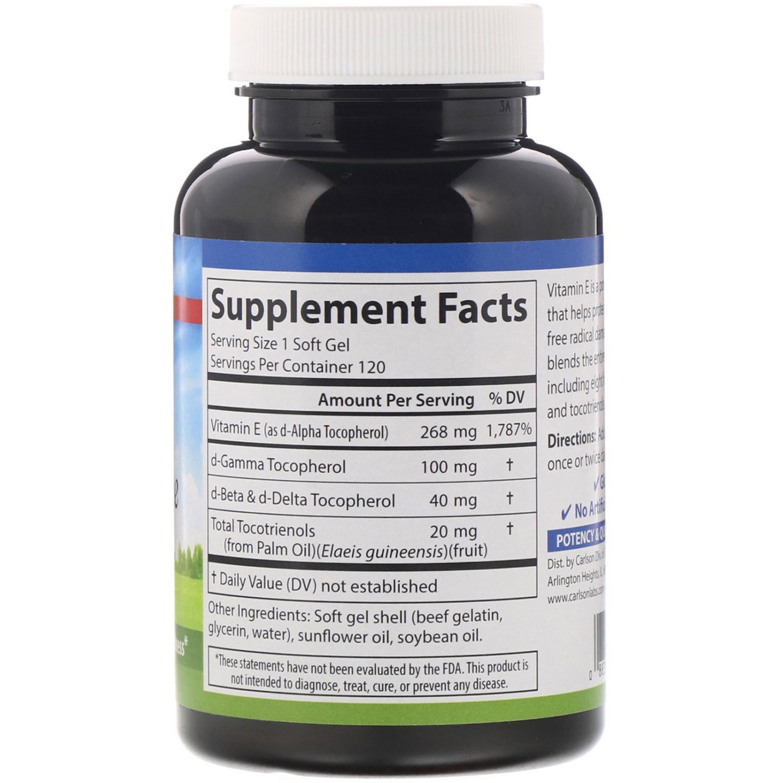 Carlson Labs, E-Gems Elite, Vitamin E, 268 mg (400 IU), 120 Soft Gels